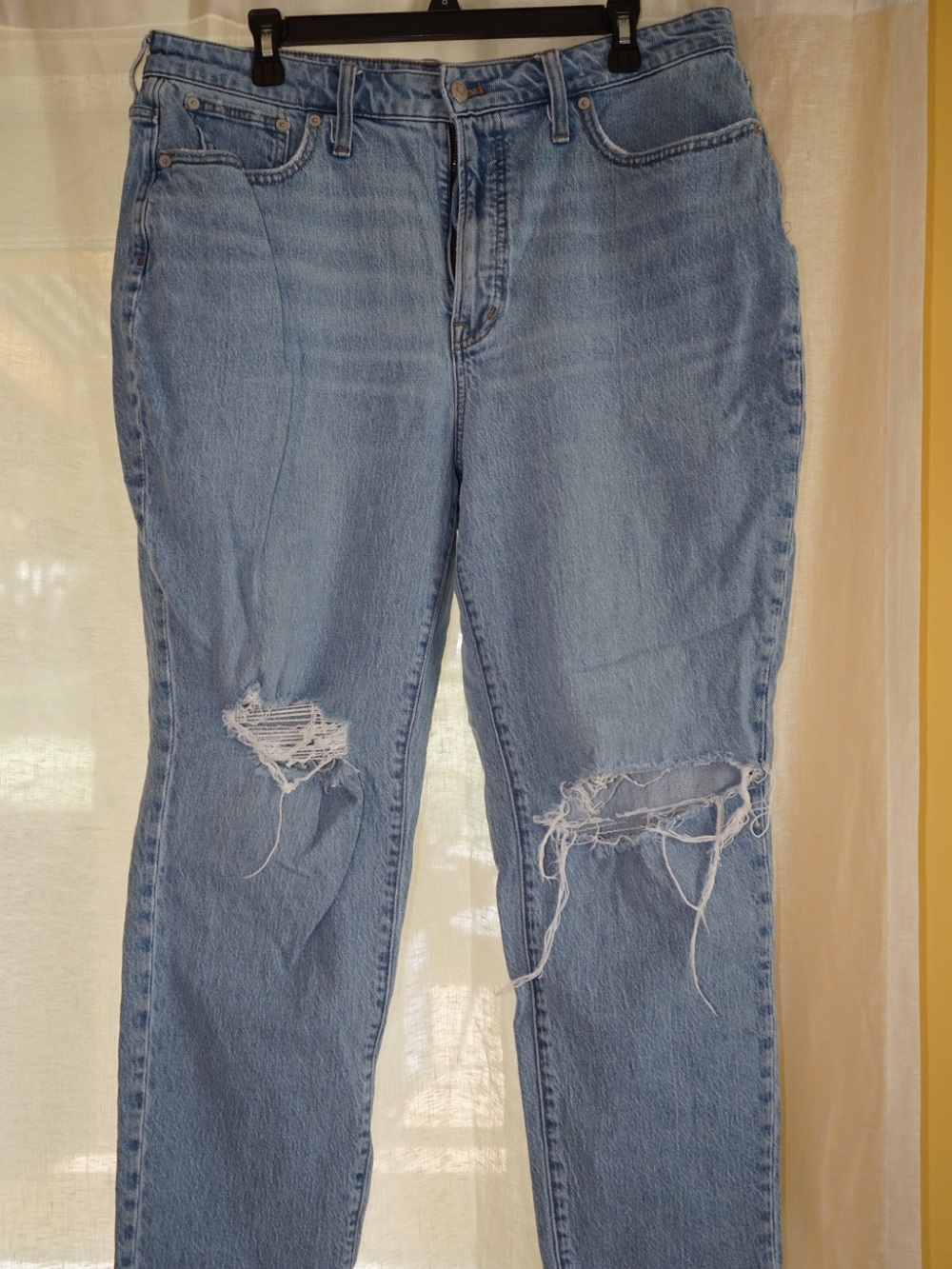 Madewell Light Blue Distressed Straight-Leg Jeans
